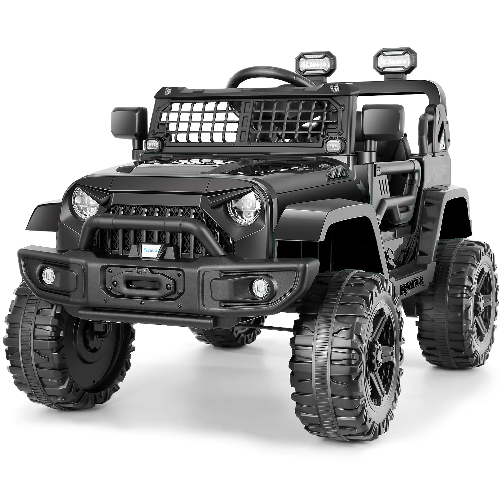 Kids 12V 7AH Electric Ride on Toy Car, Spring Suspension & Slow Start, Music Player and LED Lights