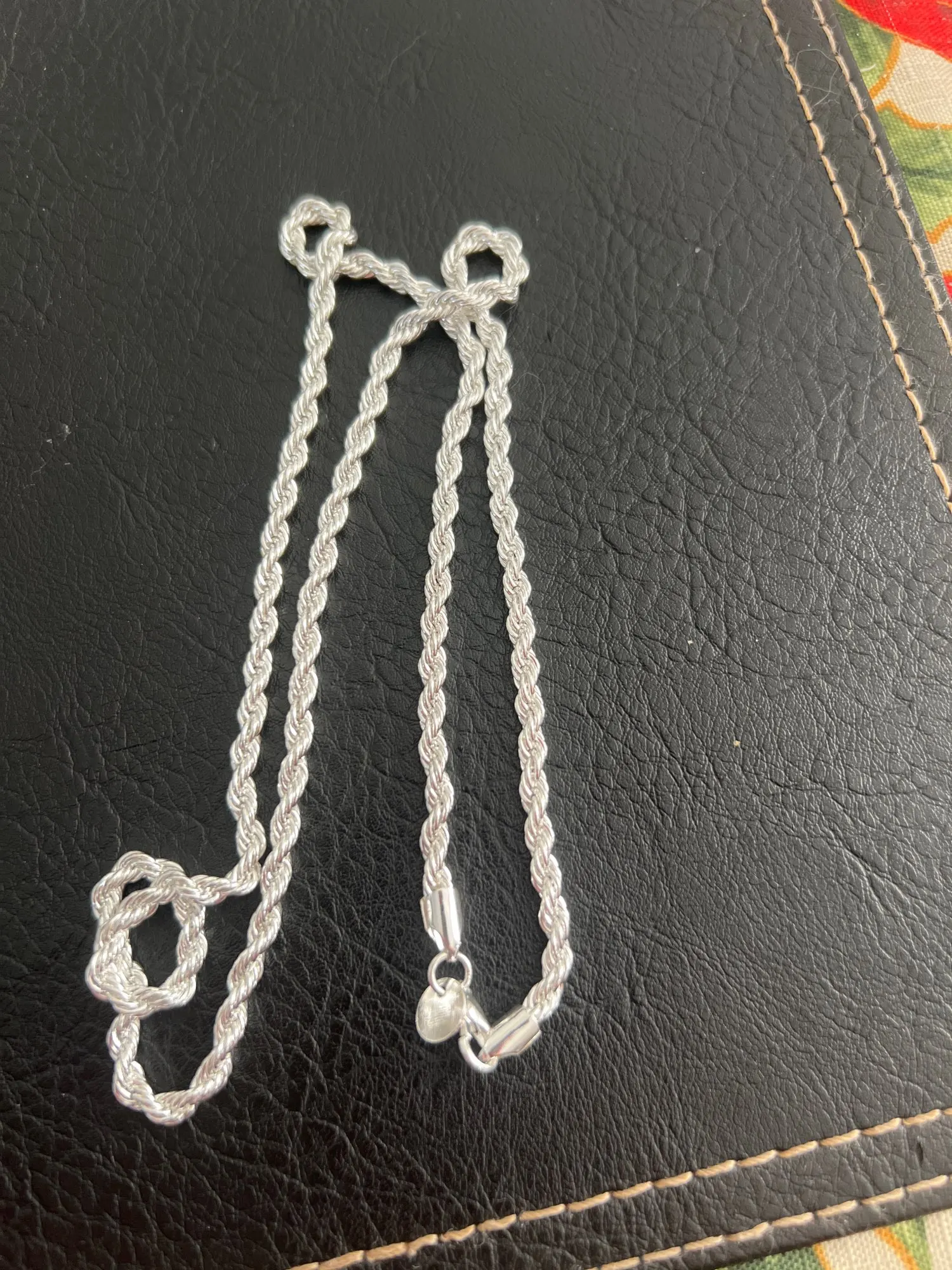 1 pieza de Plata de Ley 925 ancho 2mm/3mm/4mm cuerda cadena collar/pulsera para hombres mujeres hombre collar de cadena de moda photo review