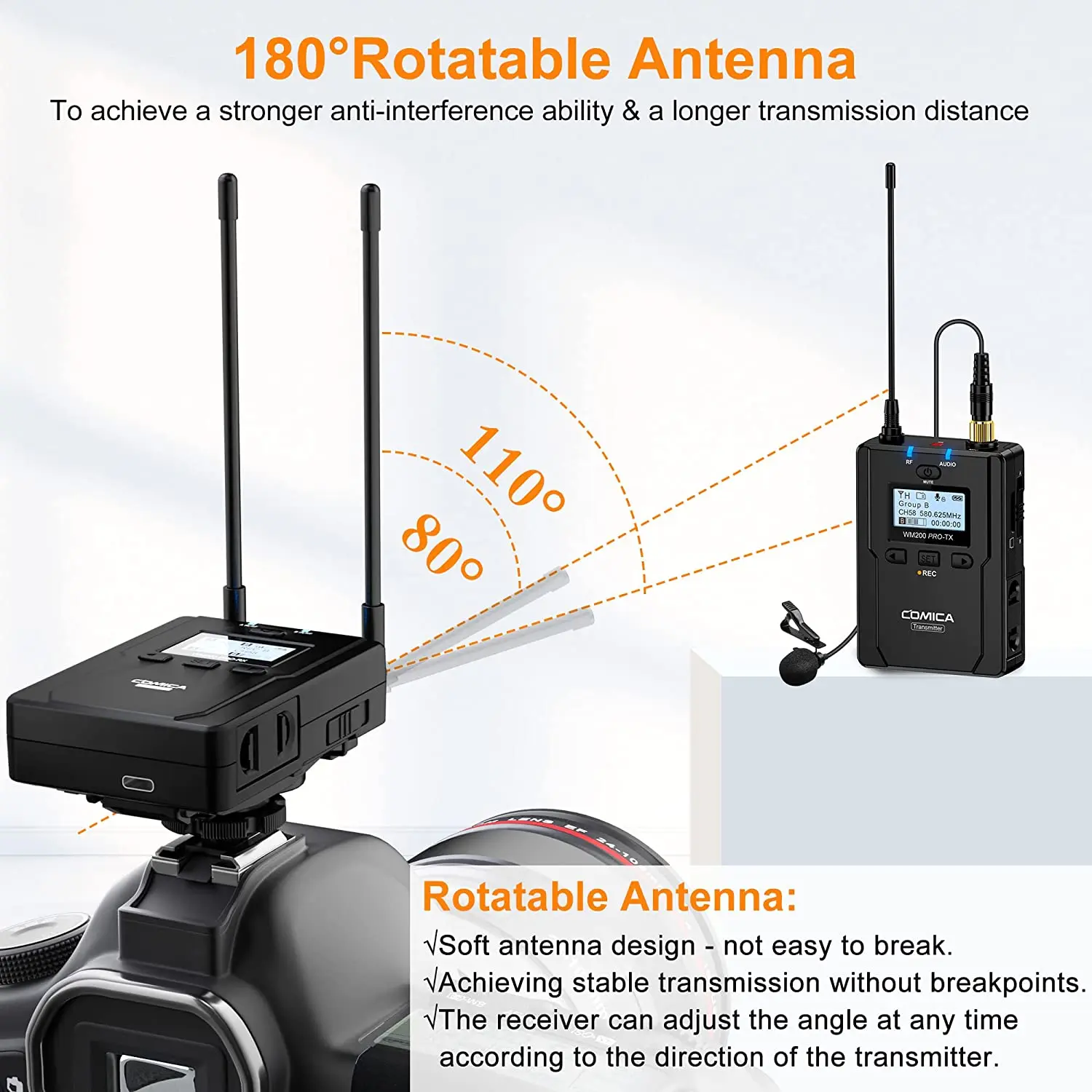 CVM-WM200 PRO Metal UHF Dual-Channel Wireless Microphone for Smartphone Camera C