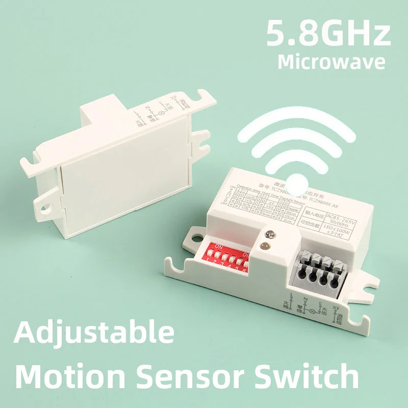 Interruptor do Sensor de Movimento sem Fio Radar de Microondas Movimento do Corpo Detector Ajustável Mais Avançado do Que o Infravermelho Pir 5.8ghz
