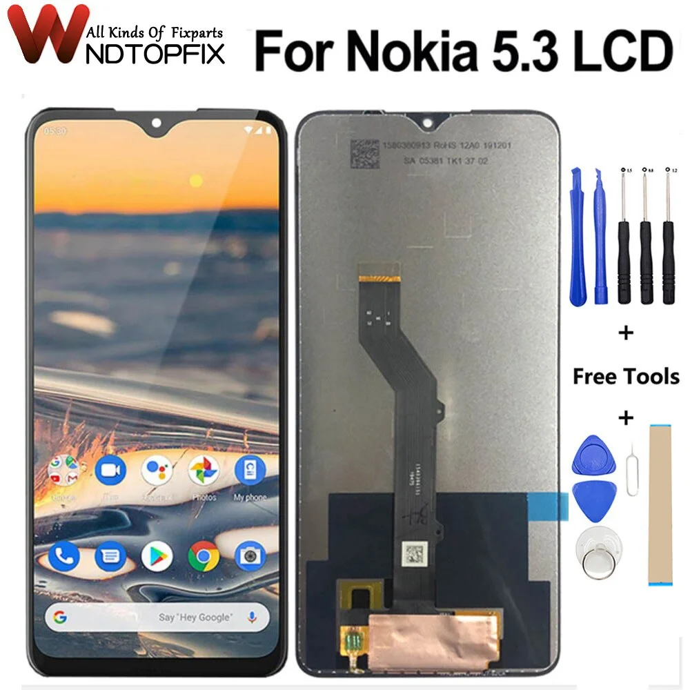 Substituição do Conjunto do Digitador da Tela de Toque do Lcd Apto para Nokia 5.3 Ta1234 A-1227 Ta-1229 Ta-1223 6.55