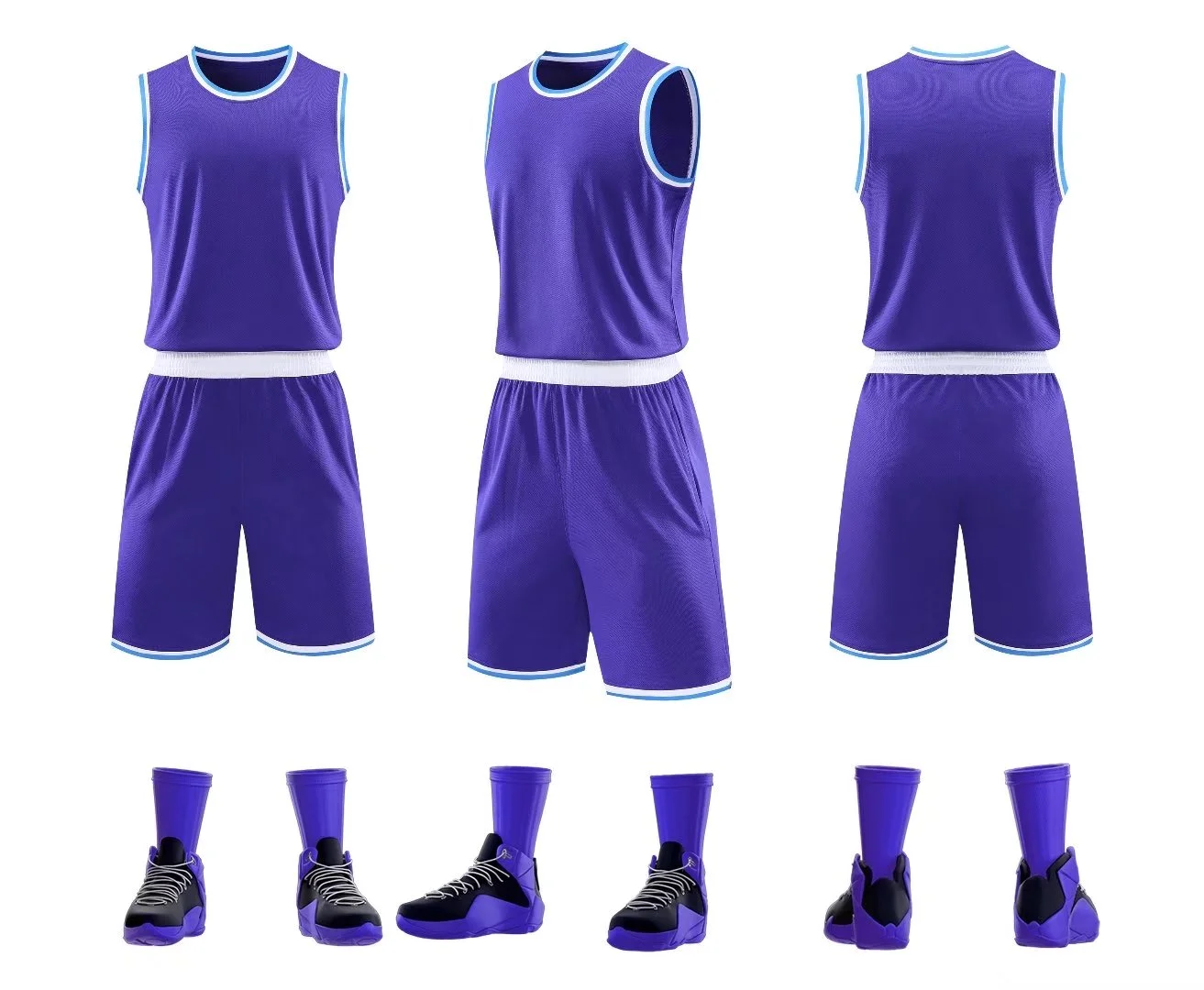 Sublimated V-neck Basketball Uniform Set (SB007) - LJ Sports