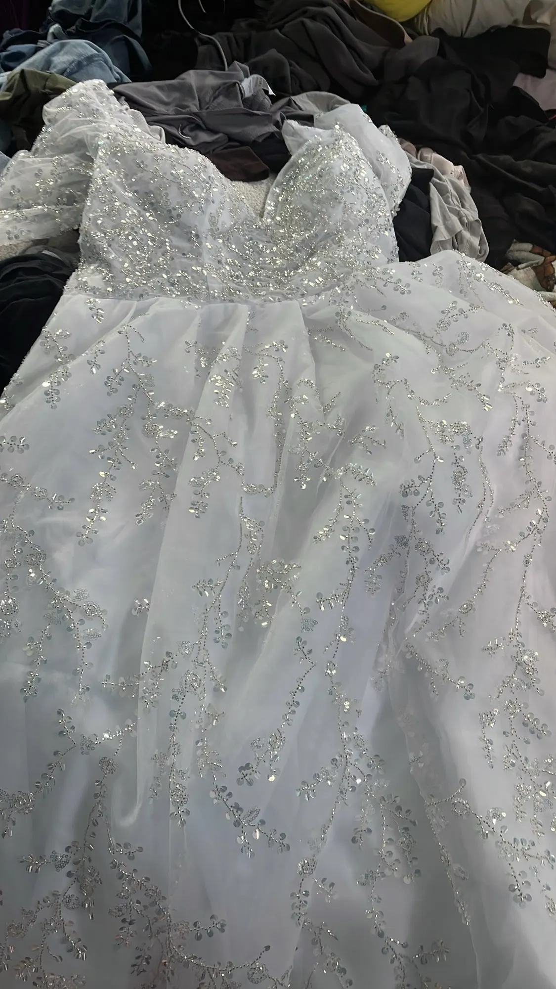 Customize Gorgeous Lvory Wedding Dress Sequined Beading Illusion Ball Gow Long Sleeve Saudi Arabic Bridal Gown Vestidos De Novia