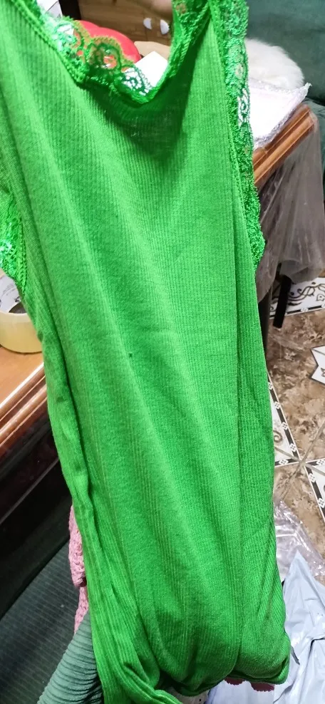 Women's Cotton Camisole Tank Top - O-Neck Lace Trim Sleeveless Suspender Vest photo review