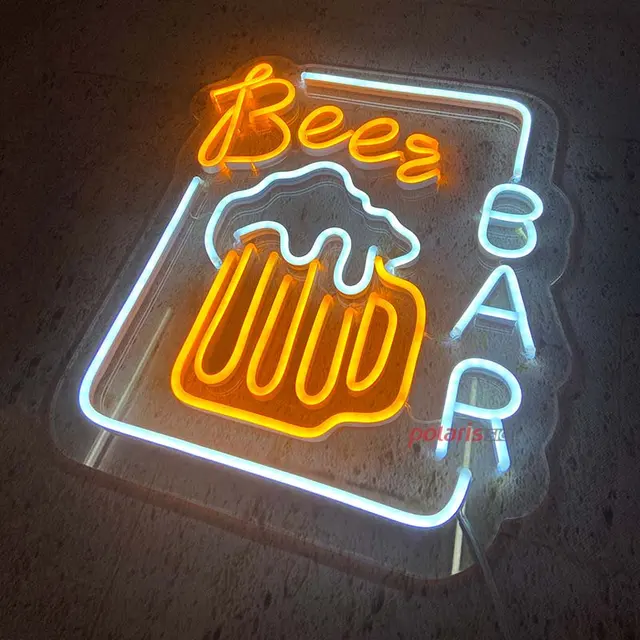 Electronic Plug In LED Neon Light Up Glass BAR Beer Sign Black & White