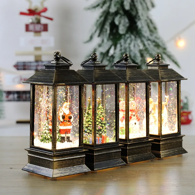New Christmas Decoration 2024 New Year Gift Windshield Music Box Snowy Medium Santa Claus Phone Booth Water Lamp Decoration