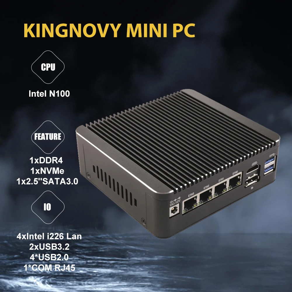 Super Deal Micro Firewall Appliance, Mini Pc, Opnsense, Vpn, Router Pc, Intel Alder Lake-N 12Th Gen N100, Rj45, 4 X 2.5Gbe I226