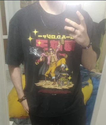 Washed Anime One Piece T Shirt Pump Cover