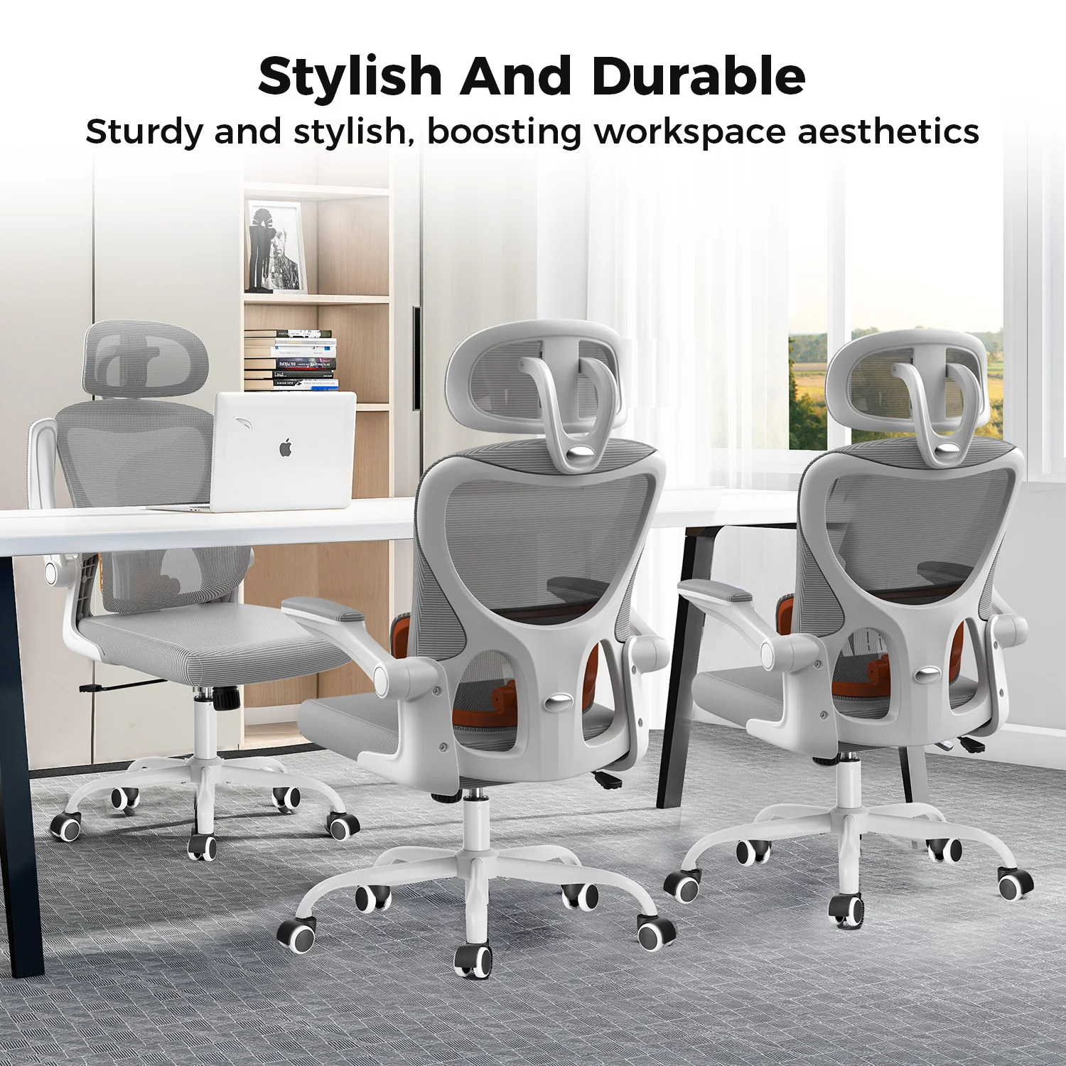 Comhoma Office Chair Ergonomic Desk Chair with Flip-Up Armrests, 3D Headrest Executive Desk Chair Comfy 3