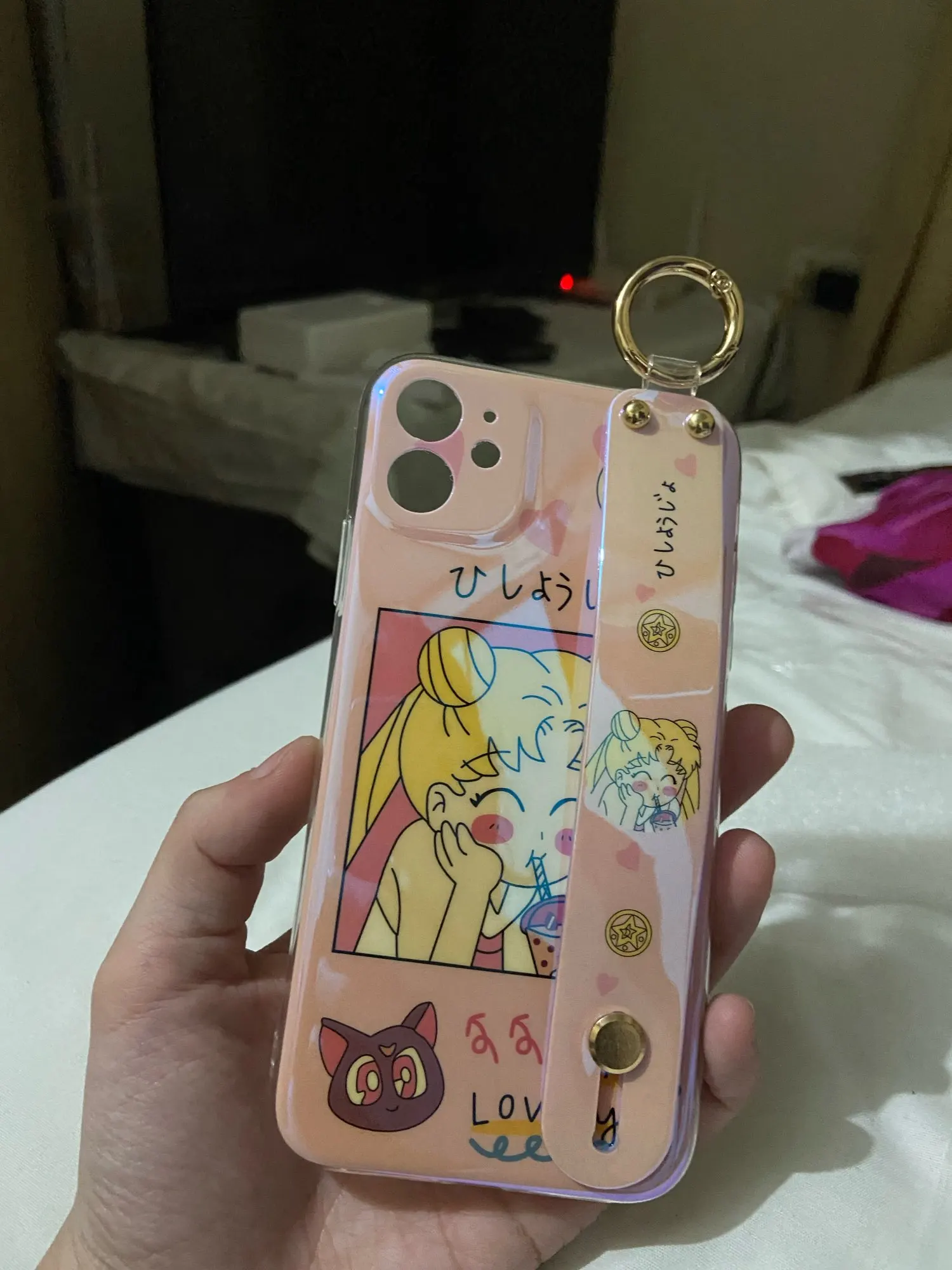 Kawaii Pink Sailor Moon Wristband iPhone Case