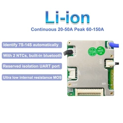 Enhanced Smart Battery Management System for E-bike Balance - 20A to 50A with Auto Cell Detection (Li-ion Built-in BT)