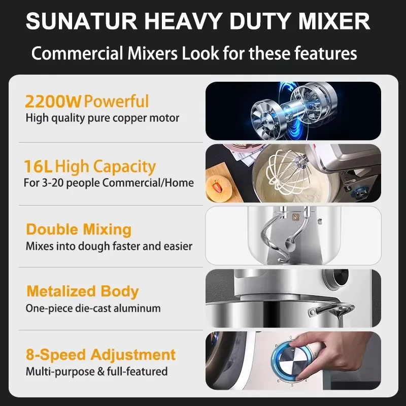 Stand Mixer Home Appliance Electric Blender Machine with Planetary Beater Processor Support for Dough Efficient Kitchen Tool