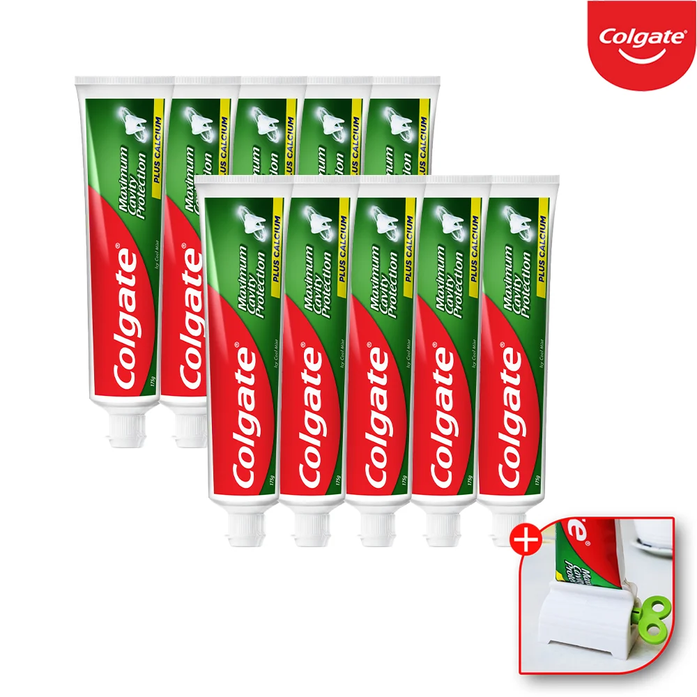 콜게이트 충치예방 불소 1450ppm 쿨민트 치약 [175g] 10개+치약짜개 외 4종