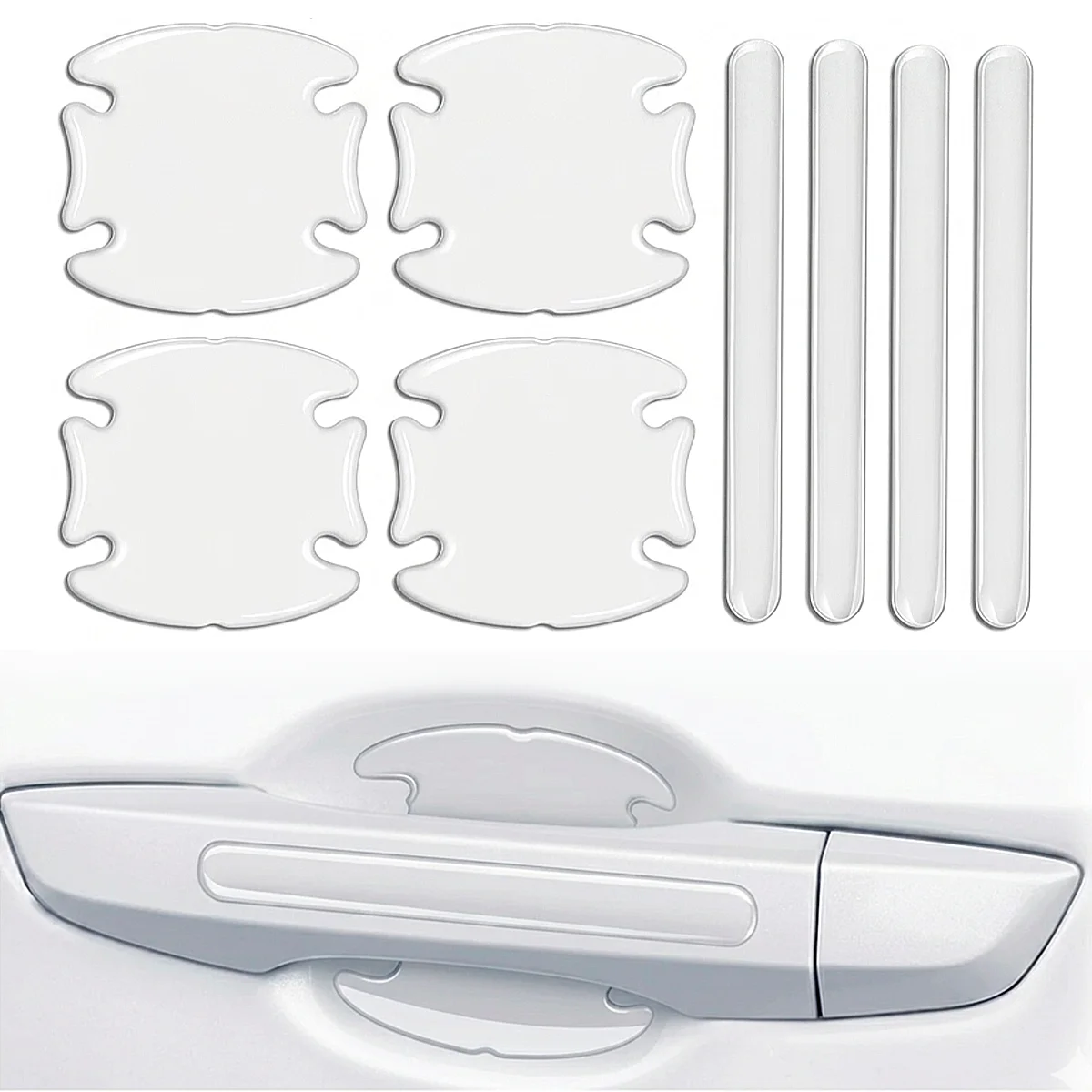 Protector Manija Coche Silicon Transparente Sticker 8pzs