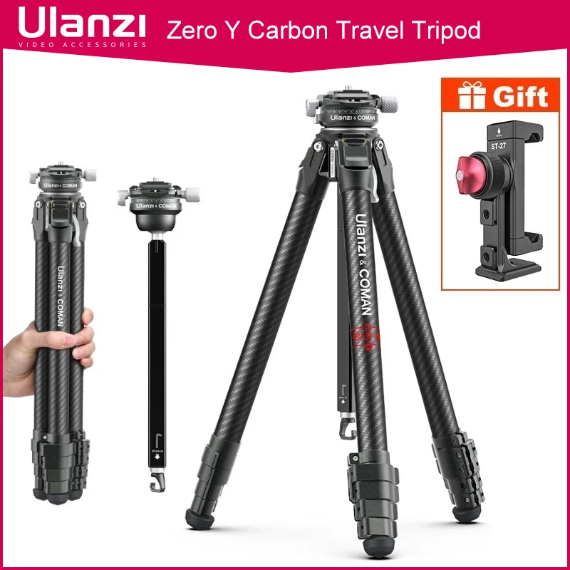 Ulanzi and Coman Zero Y Lightweight Travel Tripod Full Carbon Fiber