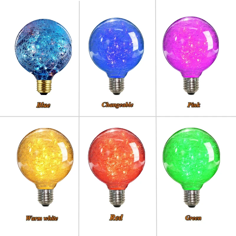 GANRILAND-G95 컬러풀 LED 에디슨 전구 스트링 라이트, 구리 와이어 E27 220V, 글로브 전구 50 램프, 구슬, 크리스마스 조명, 실내 장식