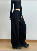 Women Oversize Gray Black Elastic Sports Trousers Lady Wide Leg Straight Leg Pants Female Harajuku High Waisted Baggy Sweatpants - Image 5