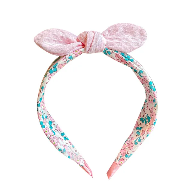 Summer Korean Style Rabbit Ears & Bowknot Headband Cute Fabric Wide Band Hair Hoop for Girls - Adorable Kids Accessory for Daily 5