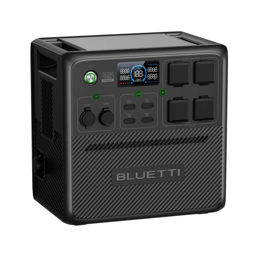 【US Plug】BLUETTI Portable Power Station AC240 and B210 External Battery, 3686Wh LiFePO4 Battery Backup  2400W AC Outlets, 5