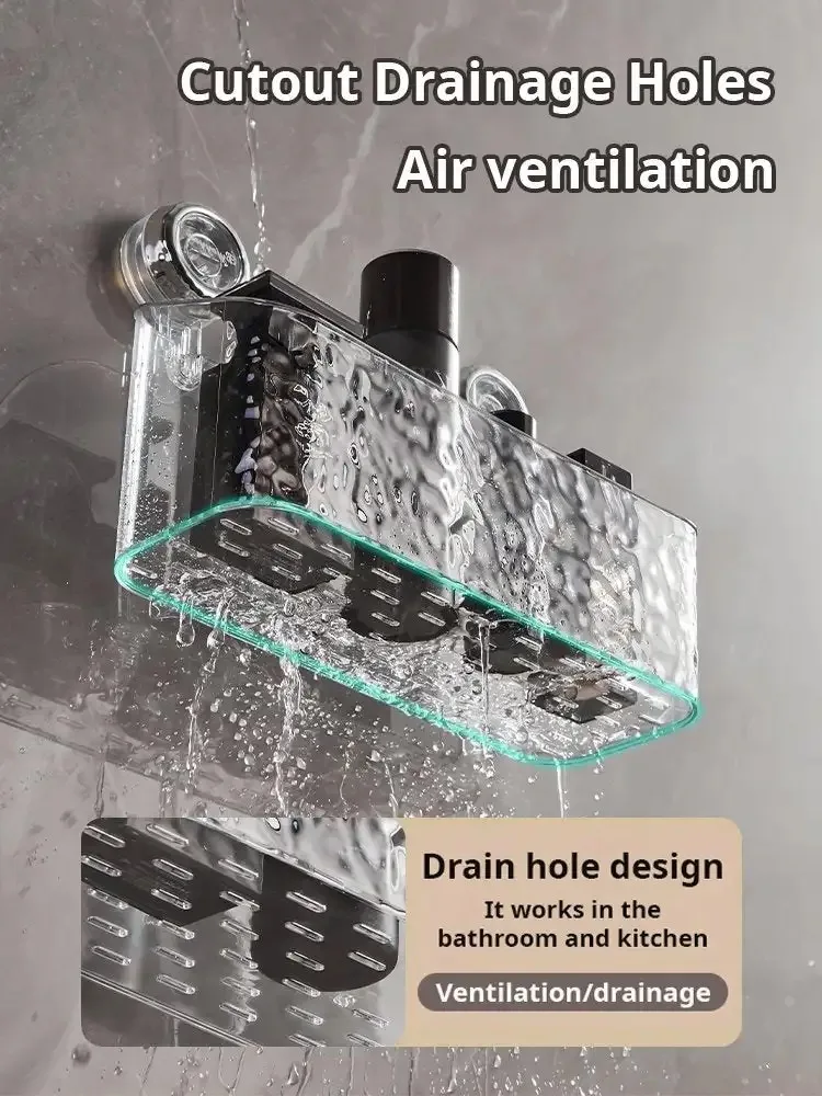 Bathroom Shelf Suction Cup Wall Mount Corner Storage Shelves Shampoo Holder Cosmetic Rack Shower Drain Basket Bathroom Organizer 5