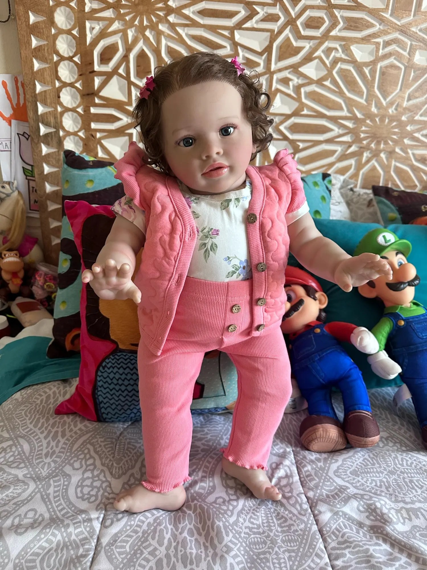 NPK 66CM Pippa al geschilderd afgewerkte pop herboren peuter enorme babygrootte populaire levensechte soft touch 3D huidkunst pop  26