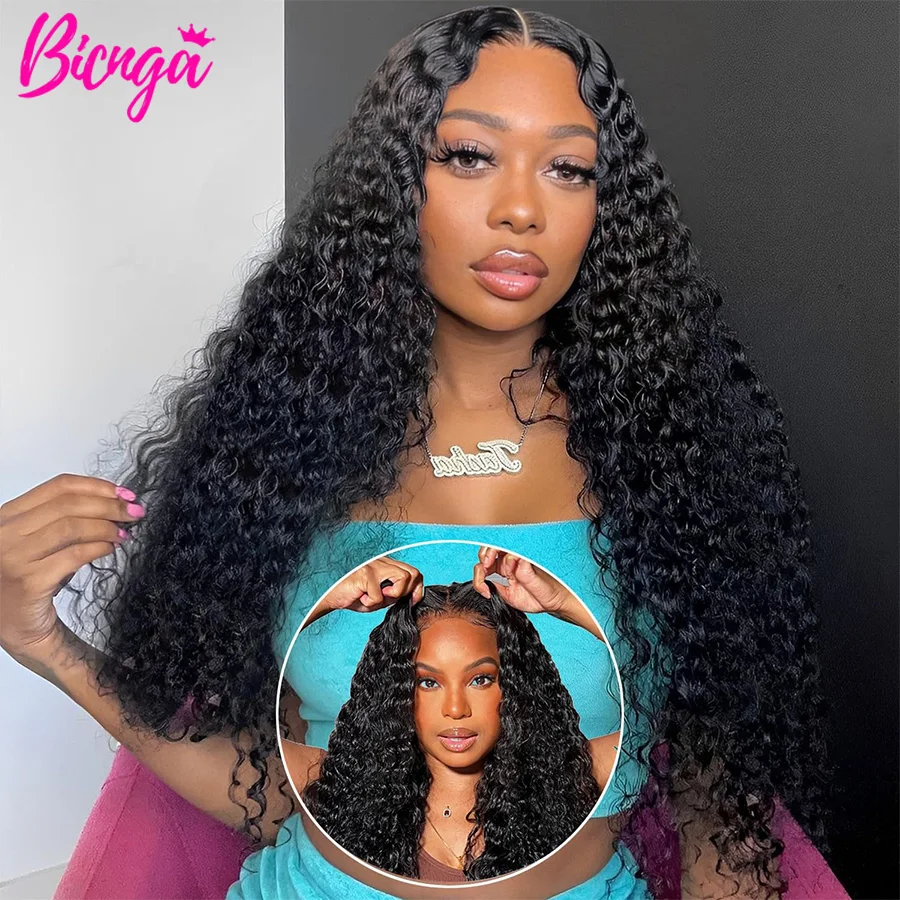 22 24 26inch Water Wave Wear&go Lace Frontal Wigs 4×4 HD Water Wave Wig ...
