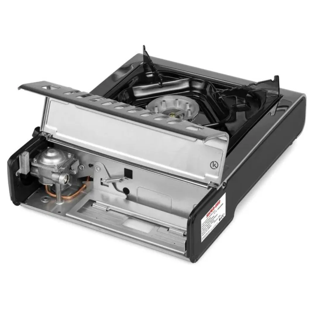 KROWN - Cocina Portátil a Gas + 4 Cartuchos, Quemador de Gas Para Acampar, Estufa, Portátil, Ideal Para Cocinar al Aire Libre, Picnics y Camping , Embarcaciones Funciona con Cartucho de Gas Butano k-250, Encendido Piezoeléctrico - Imagen 3