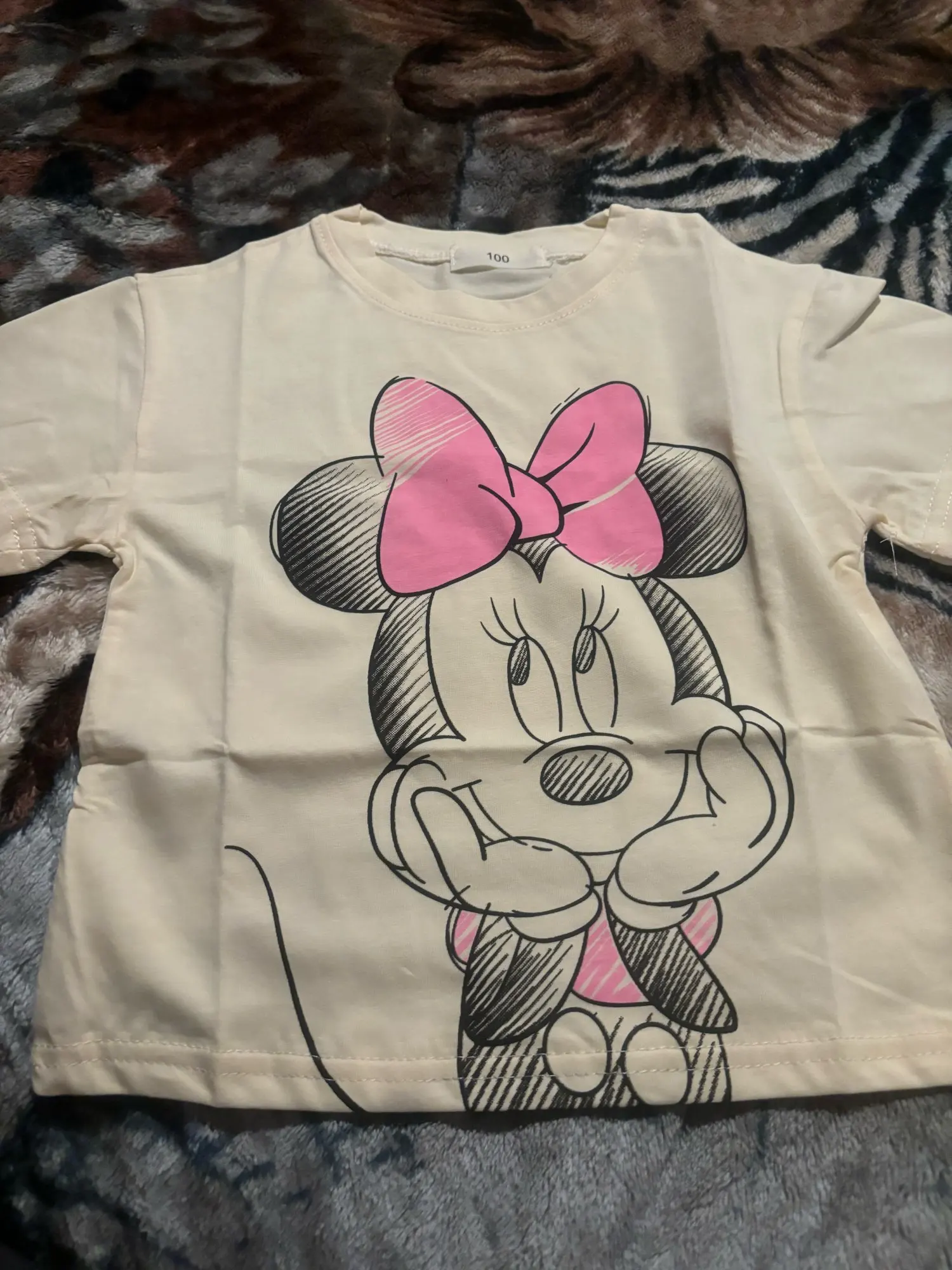 Minnie Printing T-shirt Babies Girls O-neck Bottoming Shirt Fashion Simple Cute Short Sleeve Tops Child Cartoon Clothes photo review