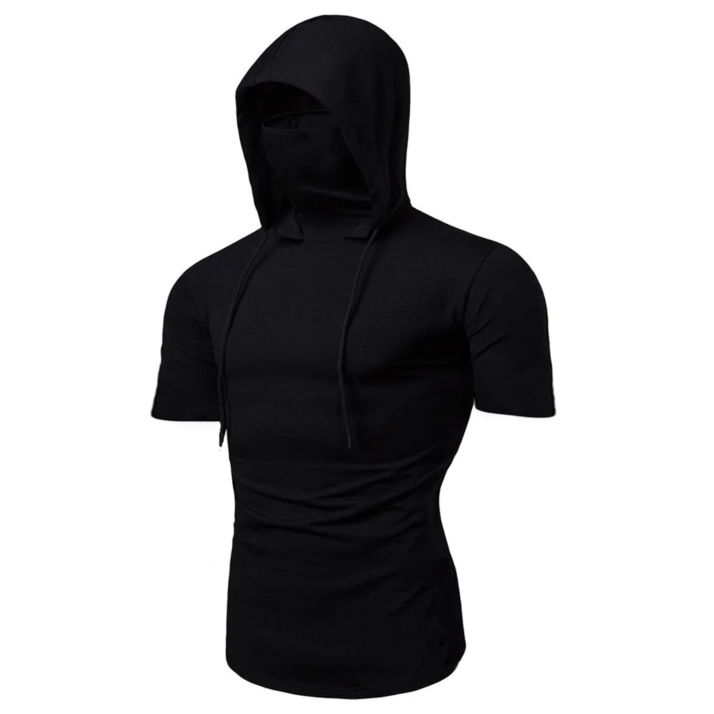 

2022 New Men's T-shirt Short-sleeve Man T shirts Long sleeves Pure Color Sweater Long-Sleeved masked hood Diablo style Wizard