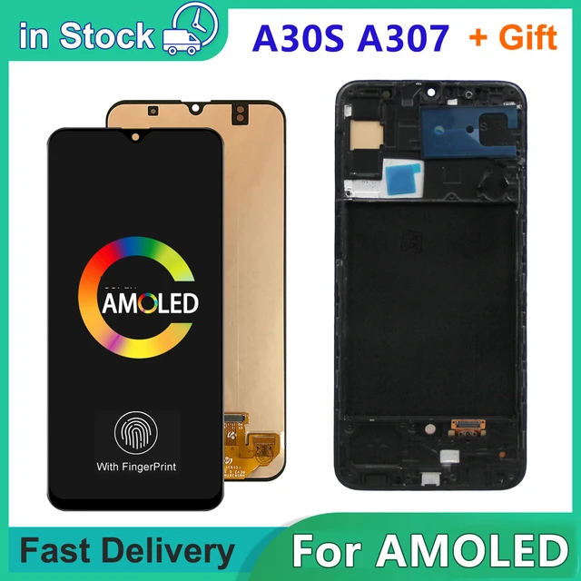 6.4 ''per AMOLED per Samsung A30S SM-A307FN/DS A307 Display LCD Touch  Screen Digitizer con cornice per Samsung A30s lcd - AliExpress