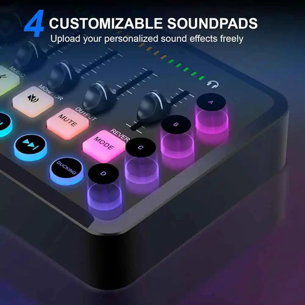 F11 Sound Card Streaming 5-Channel Audio Mixer Live Sound Card Mixer Professional Studio for Game Voice Podcast Live Streaming