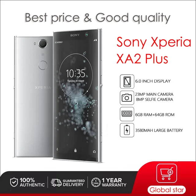 Sony Xperia XA2 Plus H4493 Dual Sim Refurbished Original Unlocked 6.0" 6GB+64GB 23MP Camera free shipping 1