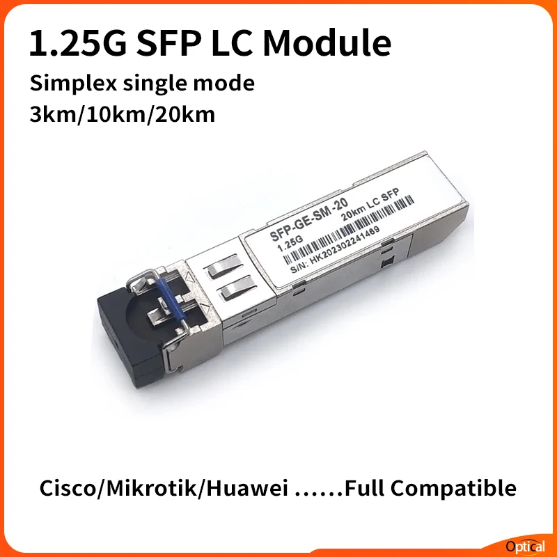 

1.25G BIDI SFP LC SFP Module 3/10/20km Gigabit Simplex Singlemode Optical SFP Module With Cisco/Mikrotik/HUAWEI Full Compatible