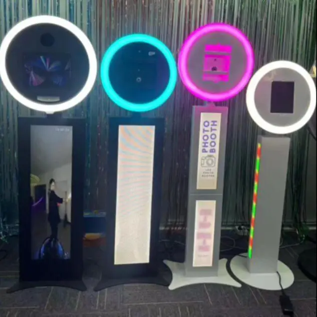 비행 케이스 분할 라이트 박스 포함 아이패드 포토 부스, 무료 커스텀 로고 셀카 사진 부스 기계