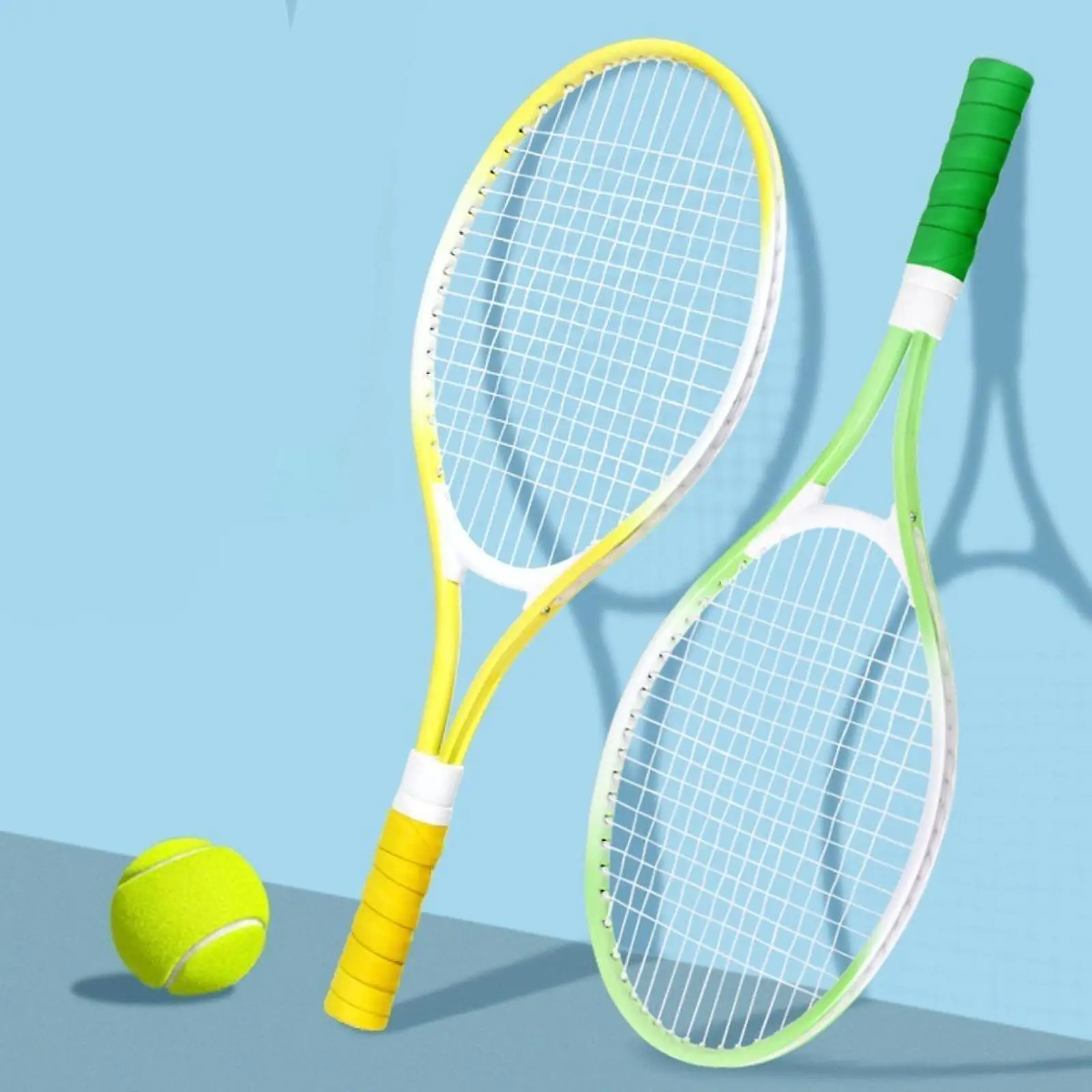 Kids Tennis Racket 21 inch Professional Iron Alloy Frame Nonslip Grip Tennis Equipment Racquet for Park Recreational Backyard