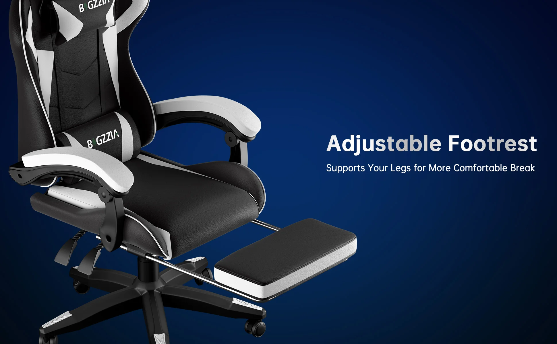 Gaming Chair with Footrest Gamer Chairs Ergonomic with Lumbar Cushion Headrest Gaming Chair Height Adjustable Computer Chair