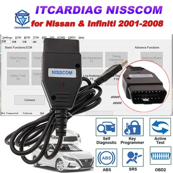 ITCARDIAG NISSCOM per Nissan & Infiniti OBD2 strumento diagnostico per ECM BCM TCM ABS SRS Immobiliser chiave angolo di sterzo sensore Reset