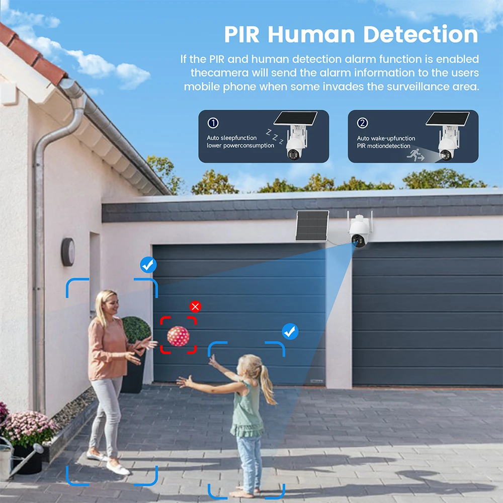 XIAOVV 4G Sim 6MP Solar Outdoor Cameras PTZ Surveillance Outdoor Waterproof Security Cams Color Night Vision Smart Home 3