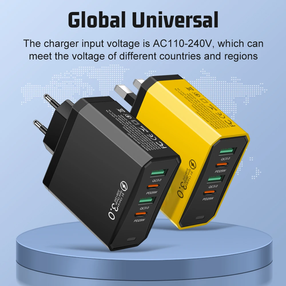 USB Charger Type C PD 25W Quick Charge 3.0 USB C Fast Charging Wall Phone Adapter for iPhone Samsung Xiaomi Oneplus Poco QC3.0