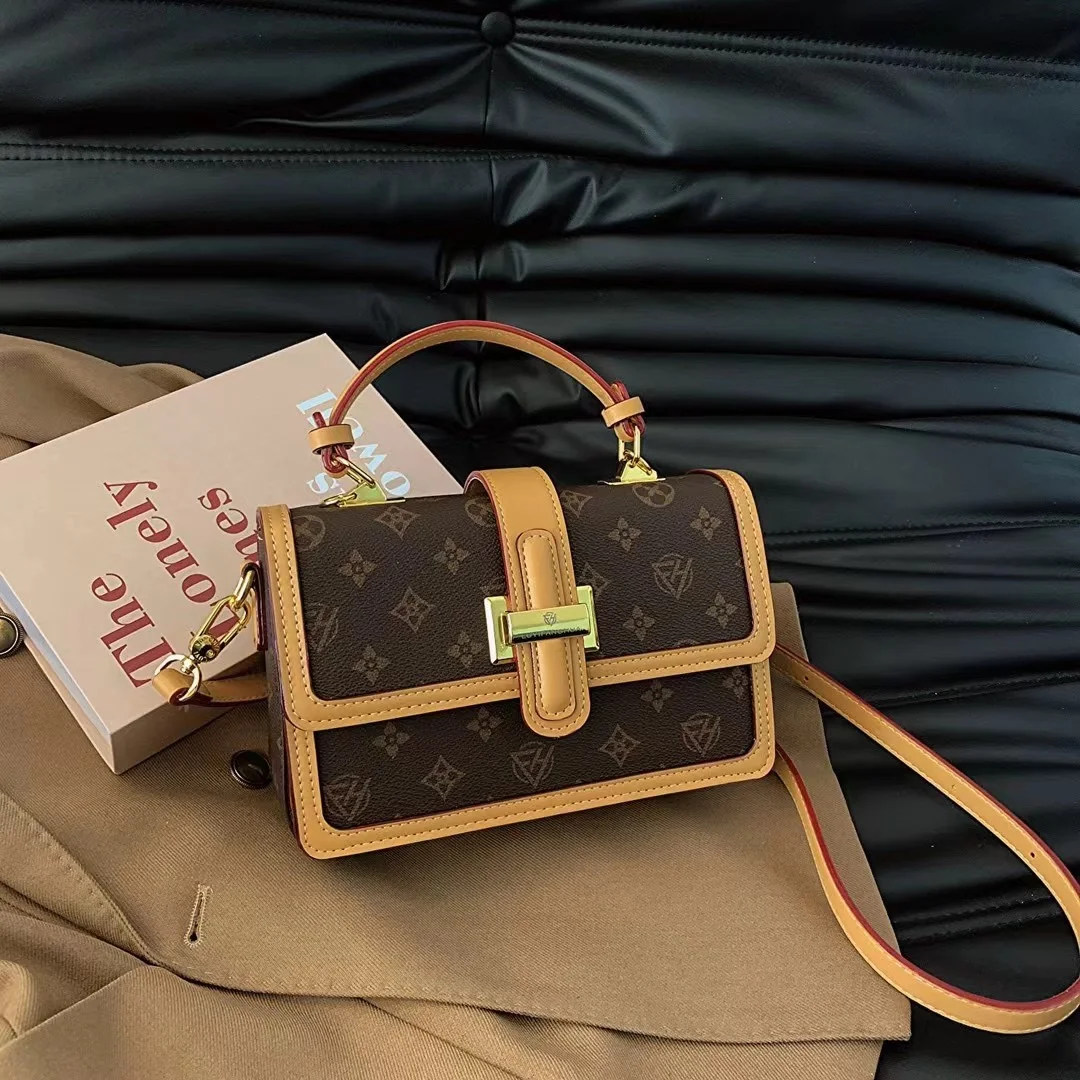 

small square bag, women's fashion and versatile, old flowers handbag, foreign contrast, Designer Luxury Bag, cross-body bag