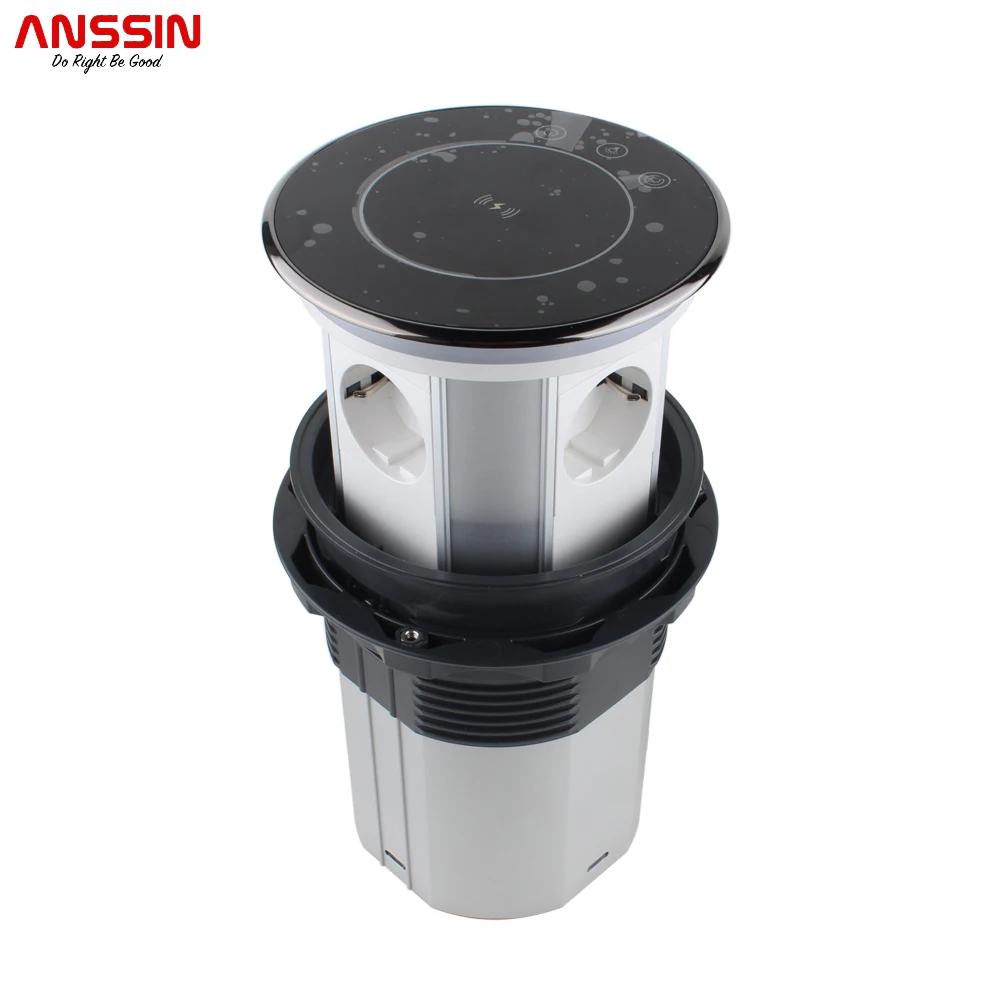 Anssin 다기능 와이파이 스마트 전동 팝업 테이블 소켓, 독일 콘센트 3 개, USB 2 개, 홈 오피스 플러그 어댑터에 적합