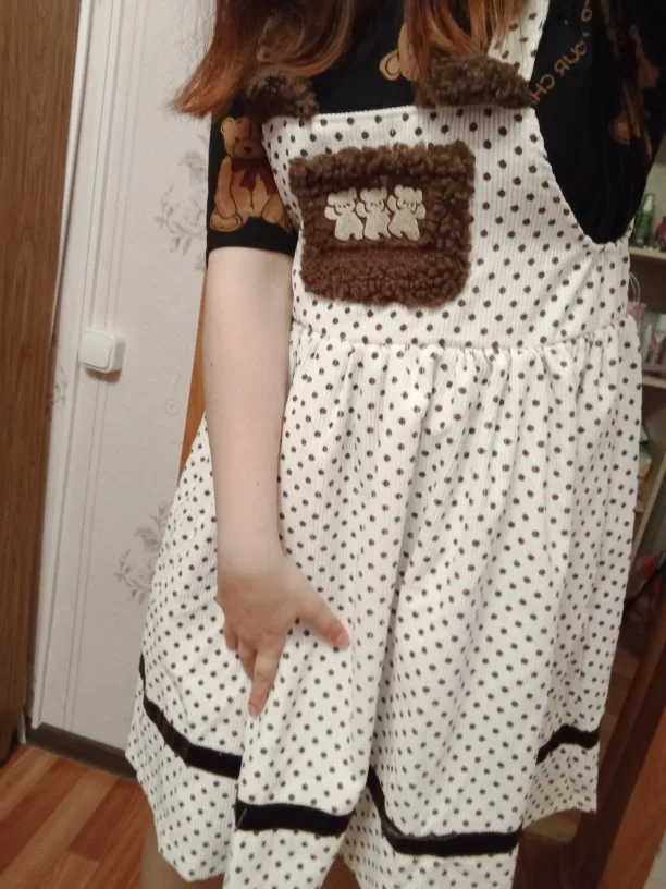 Vestido de Lolita con bordado de oso dulce Kawaii