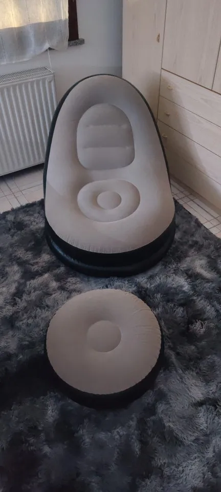 Lazy Couch Sofas Inflatable Chair Foldable Recliner Outdoor Sofa Bed Footstool Portable Folding Air Bed Lunch Lounge Chair Set photo review