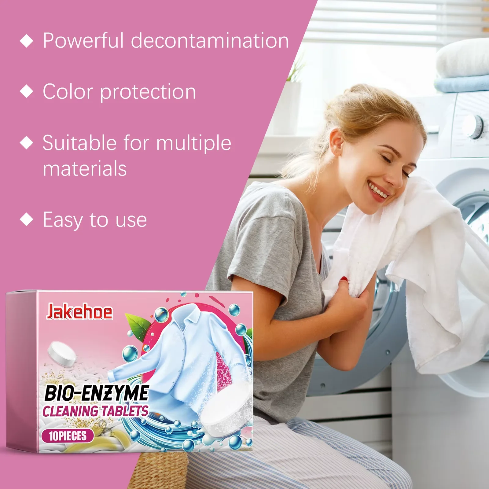 Jakehoe 10pcs Clothes Cleaning Tablets Laundry Stain Removal Oil Yellow Dirt Remover Fabric Clothing Grease Remover Tablets