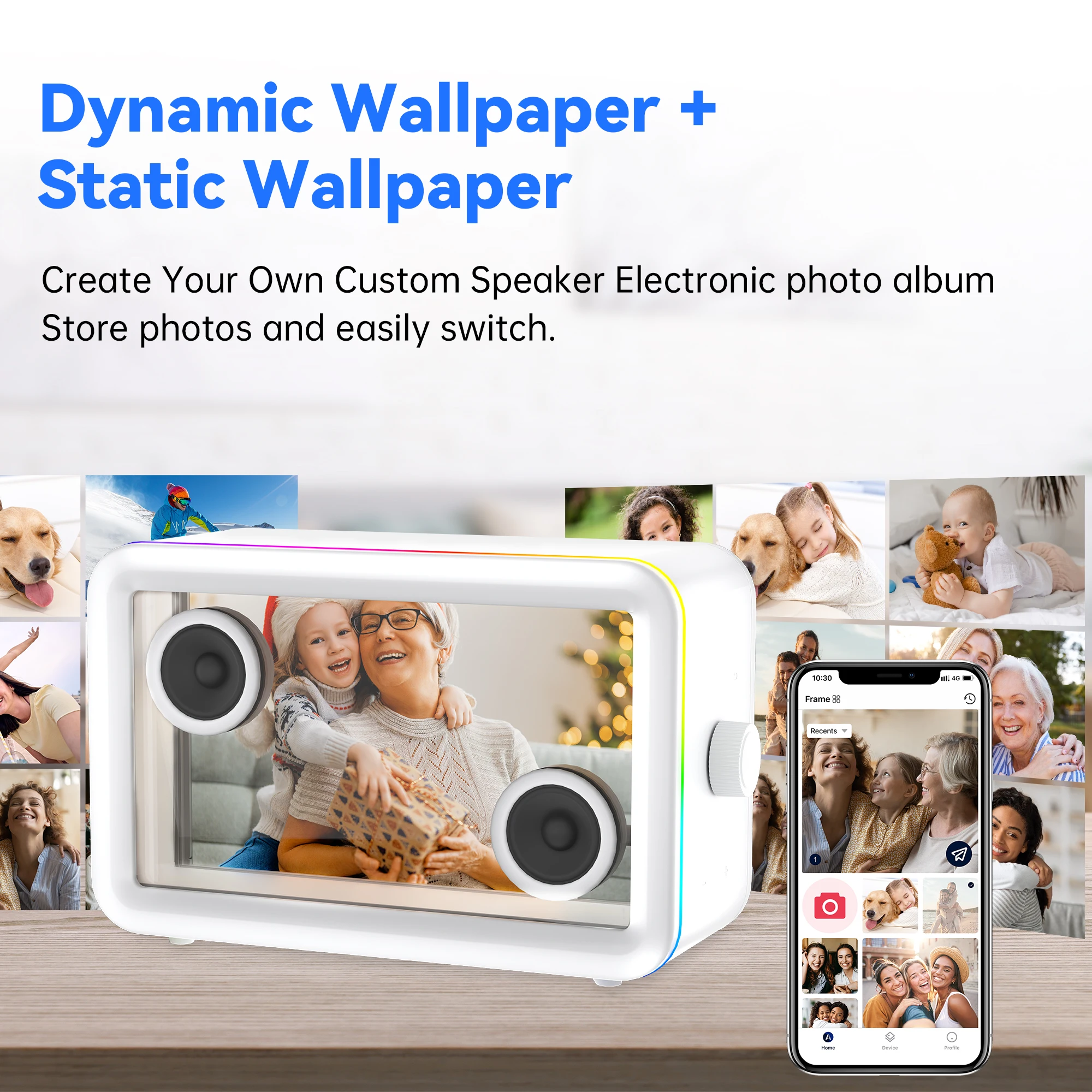 AEEZO L1 Bluetooth Speaker Hi-Fi Audio Clear Glass Screen Dynamic Suspended Lyrics Wireless Portable Audio Video LED Speakers 6