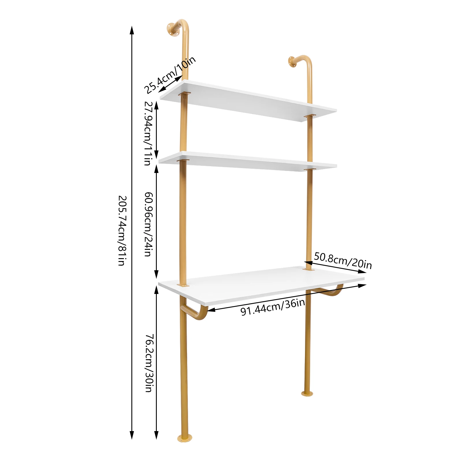 3-tier Wall Mounted Desk, Wall Mount Computer Writing Table, Wall Organizer  Iron, Eco-board for Homes, Student Dormitories 6
