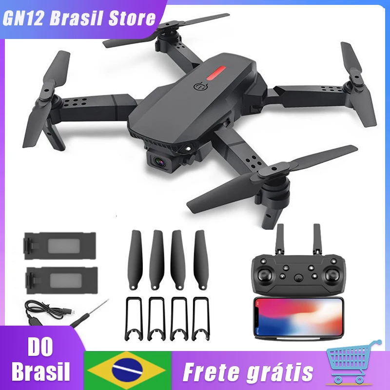 Drone Profissional 4K HD E88 Avião Brinquedo, Câmera Dupla, Cabeça Grande Angular, Quadcopter Remoto, Helicóptero