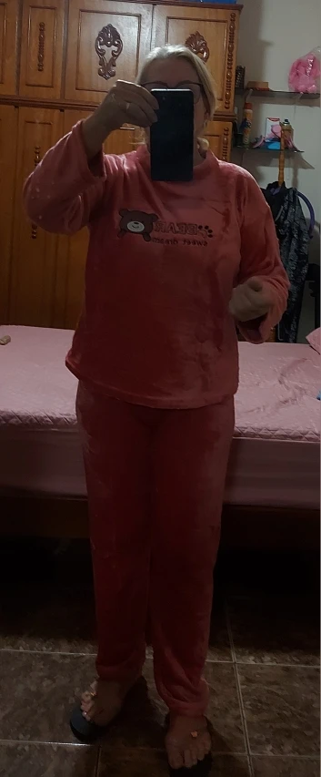 Women's Thickened Coral Velvet Pajama Set photo review