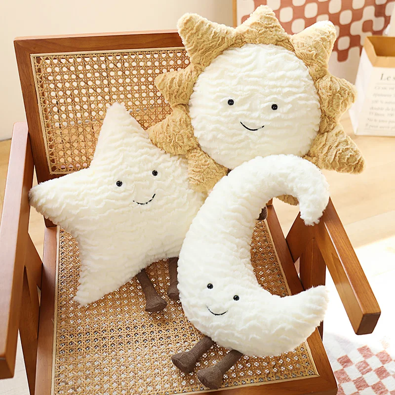 Moon Plush Toy Cute Smile Funny Sun Stuffed Animals Pillow Star Shape Soft Plushie for Gifts for Room Decor 2