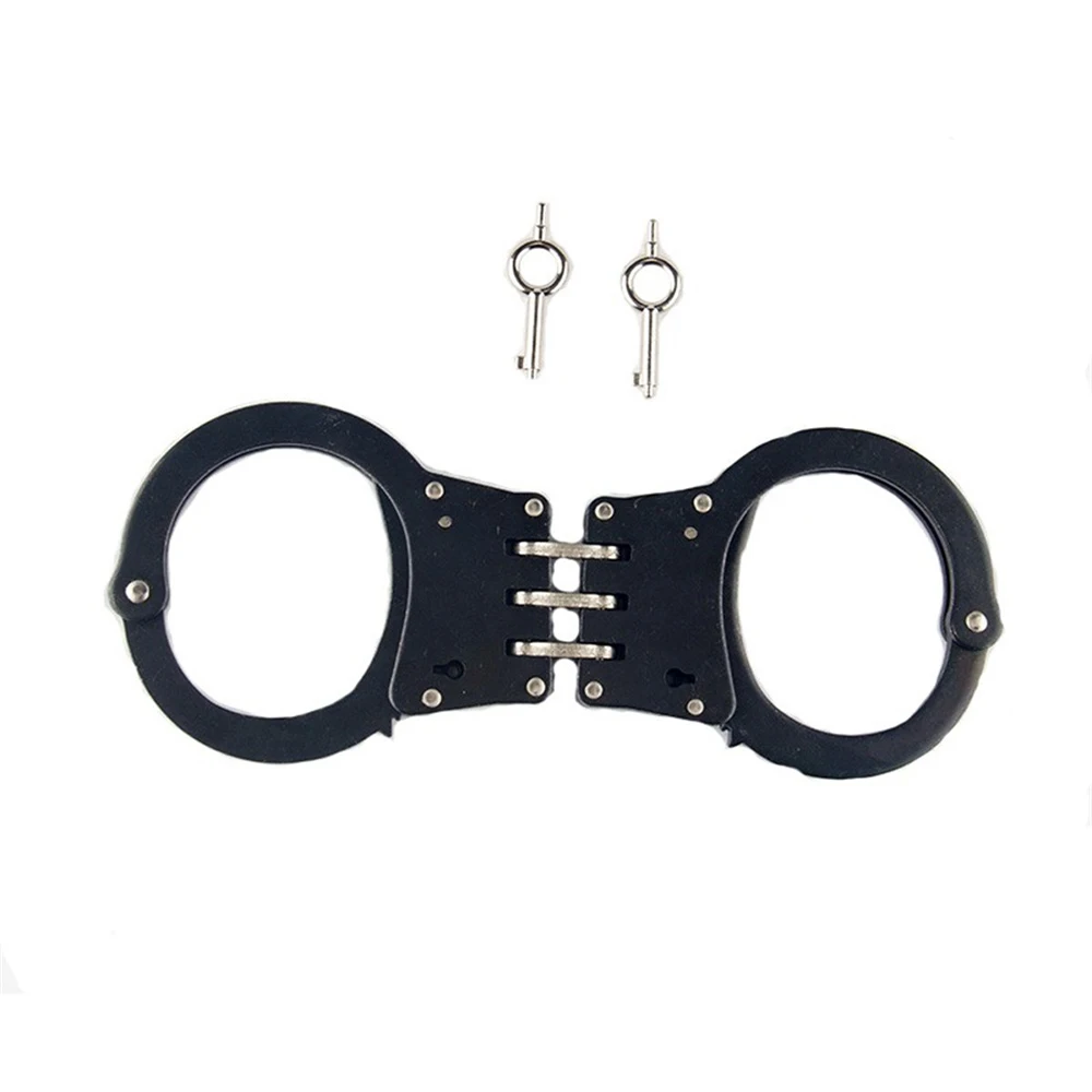 Professional Handcuffs, Stainless Steel, Double Lock, Triple Hinged